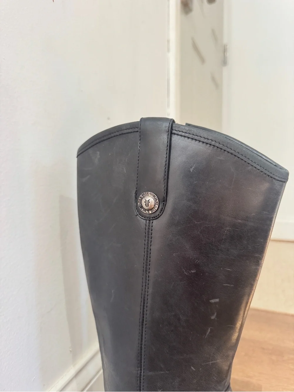 Frye Melissa Button Tall Black Leather Riding Boots